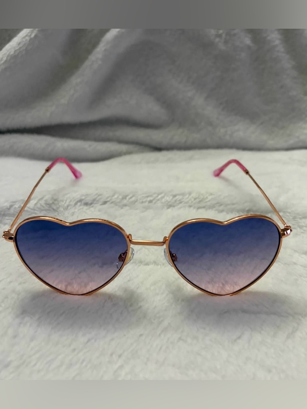 Heart Shaped Sunglasses Rose Gold Pink Purple Gradient Lenses